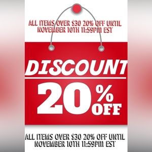 20% DISCOUNT ON ALL ITEMS OVER $30